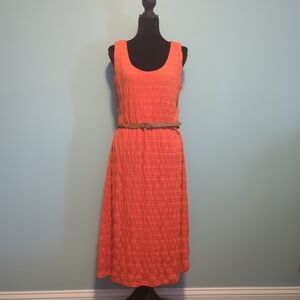 R&K Coral Sleeveless Textured Midi Dress